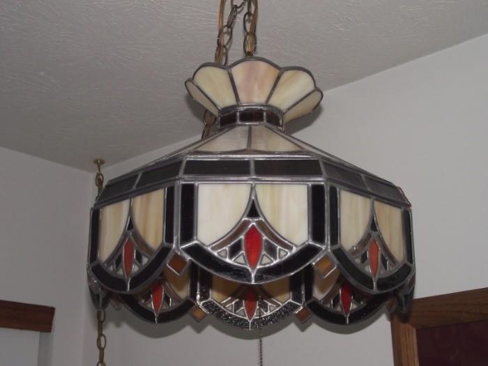 Vintage hanging stained glass lamp