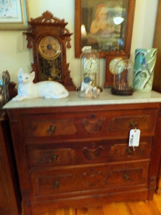 Walnut marble top dresser