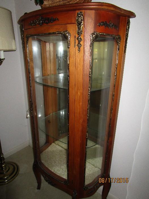 beautiful curved glass small curio