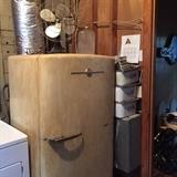 Old vintage General Electric fridge, refrigerator.  