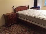 Queen size bed and mattress set, and night stand 