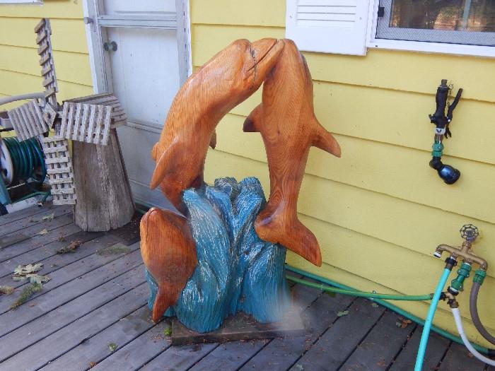 Yard Art - Dolphin Wood Sculpture
