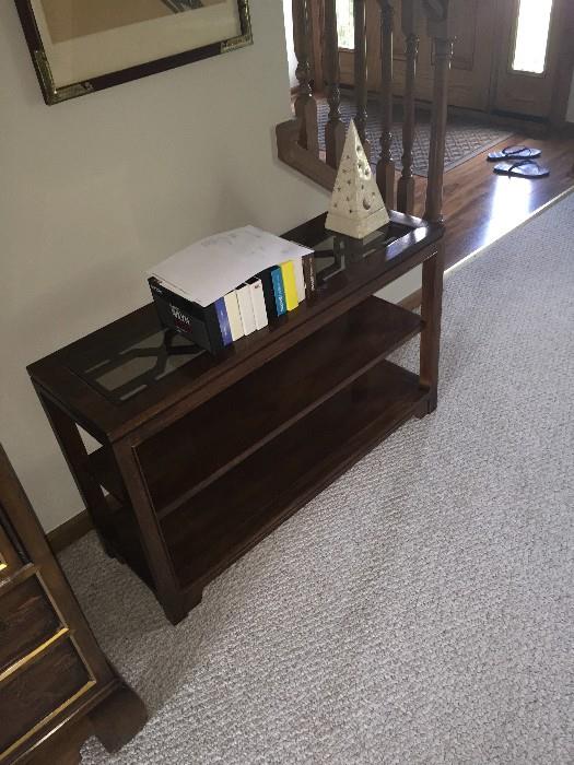 SMALL WOODEN SOFA TABLE WITH GLASS