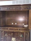 ASIAN MOTIF HAND-PAINTED DREXEL HERITAGE TALL ARMOIR BAR / ENTERTAINMENT CENTER