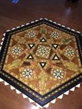 Vintage Handmade WOOD INLAY Art Inlaid Octogonal MARQUETRY TRAY Granada SPAIN