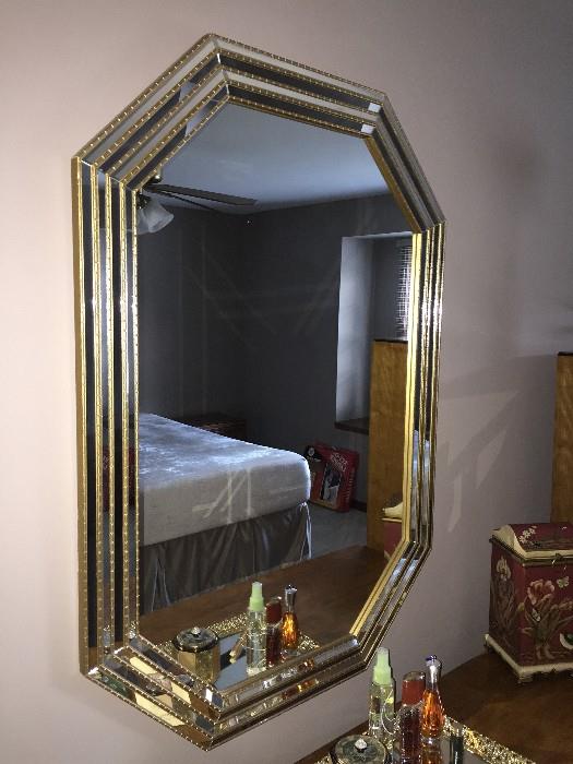 MIRROR WITH GOLD TRIM