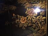 ASTONISHING ASIAN MOTIF HAND-PAINTED LACQUER QUEEN SIZE HEADBOAD (BEAUTIFUL DETAIL)