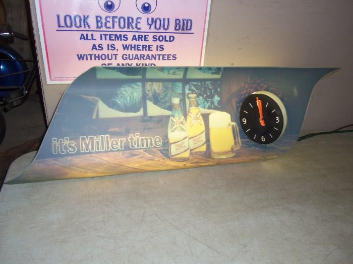 Vintage Light Up Miller Sign/Clock