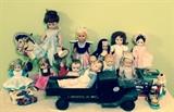 Vintage Composition & Plastic Dolls with Vintage Toy Truck & Rocking Horse