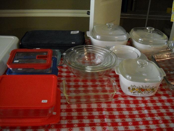 pyrex and corning ware.