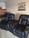 TWO LEATHER HOME THEATER RECLINERS