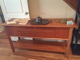 LONG WOODEN HALLWAY TABLE WITH DRAWERS