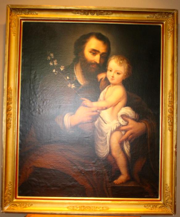 Oil on Canvas, Joseph and baby Jesus
