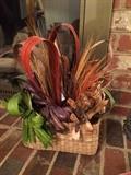Floral piece in wicker basket 
