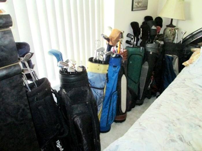 bags of golf clubs
