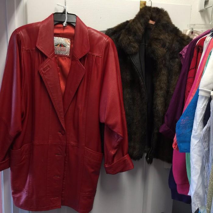 red leather ladies coat
