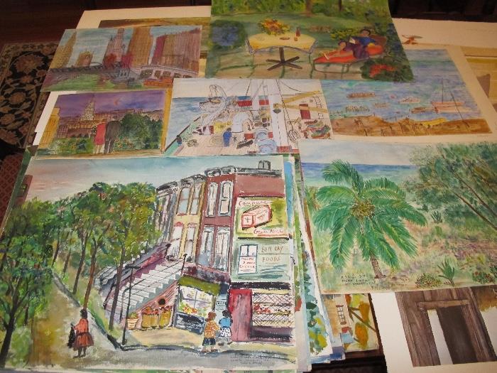Helene Barff watercolors from the 50's and 60's...there's a lot of these!