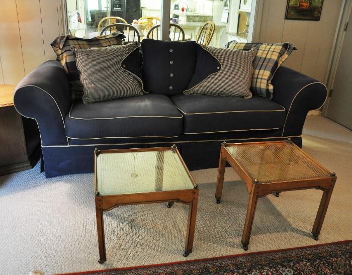 Broyhill brushed denim fabric sofa, very comfy