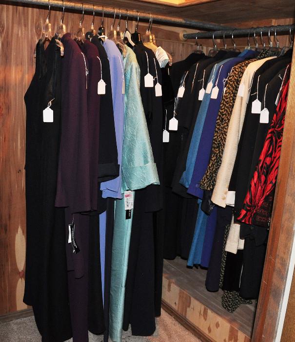 Evening wear in a large cedar closet