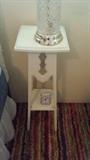 Shabby Chic Side Table. Crystal/Glass Base Lamp. 
