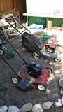 Two Mowers and other garden and garage tools