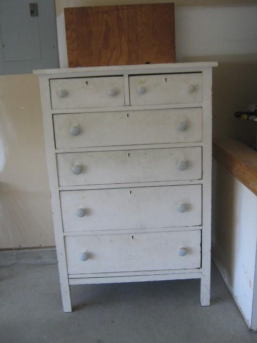vintage shabby chic six drawer chest