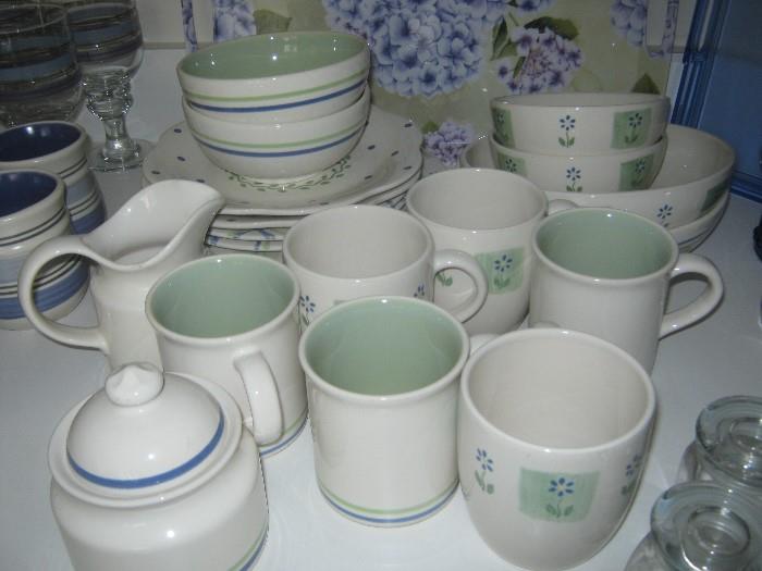 Pfaltzgraff mix and match blue and green casual china, service for four