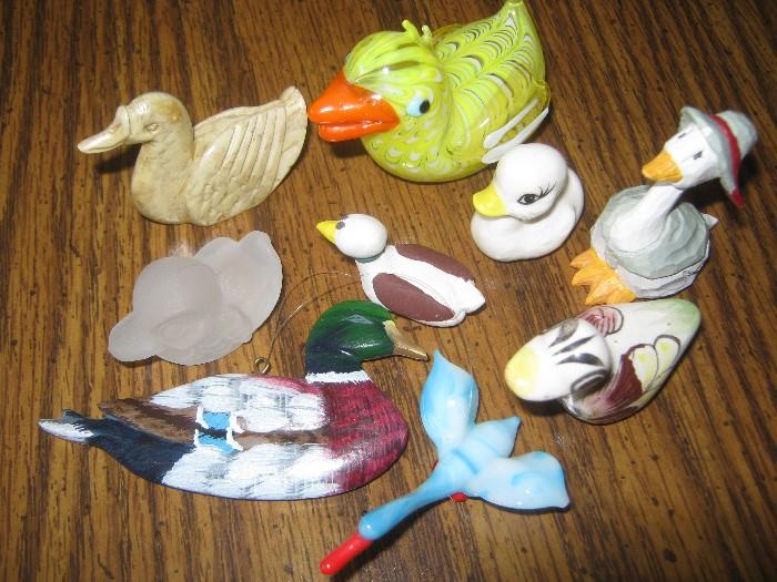 quack, quack, quack...don't you love ducks?  wood, glass and ceramic miniatures collectibles