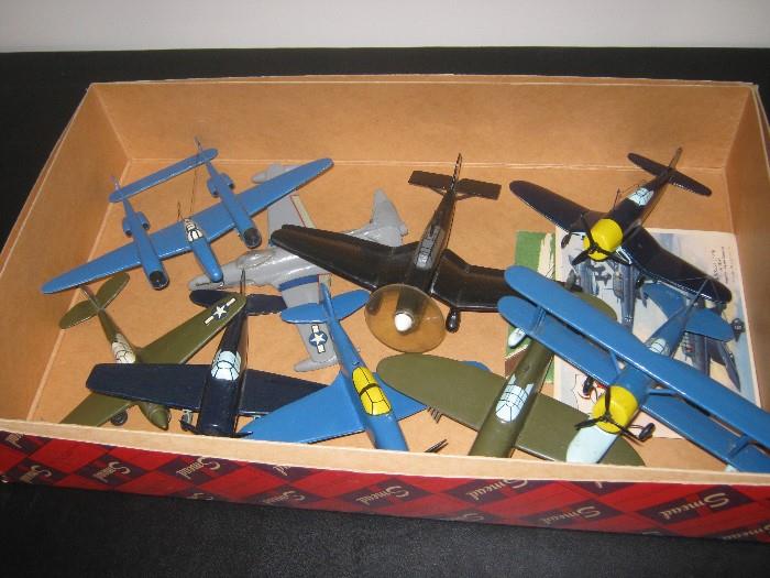 Nine vintage model airplanes from Strombeck-Becker Manufacturing Company--the first in solid models (according to the accompanying brochure)