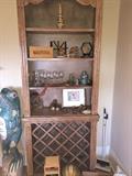 Wood wine cabinet and book case combination