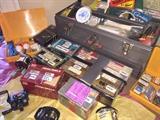 Assorted vintage fishing reels and other supplies. Penn, Shimano, Abu Garcia, Sears and others.