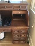 Classic wood roll top desk