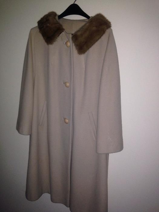 Mink collared cashmere coat