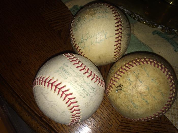 3 ORIGINAL VINTAGE AUTOGRAPHED TEAM BASEBALLS. ROCKY COLAVITO, GARY BELL ETC..OWNER WAS MARRIED TO A PLAYER!