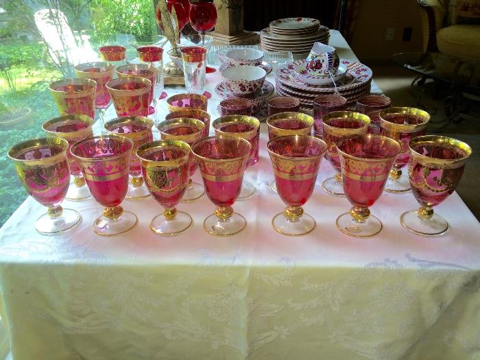 CRANBERRY ITALY WINE /WATER GOBLETS
