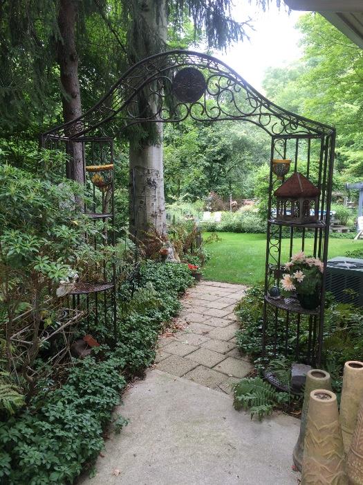 OUTSTANDING FRENCH COUNTRY ARBOR WITH SHELVING