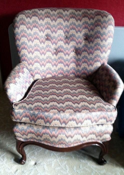Flamestitch upholstered chairs (2)