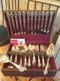 Deep Silver (not sterling) service for 12 plus serving pieces
