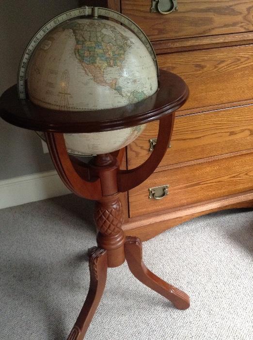 World globe on wood stand