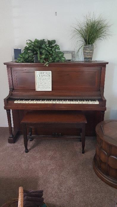Antique Upright Piano and Bench