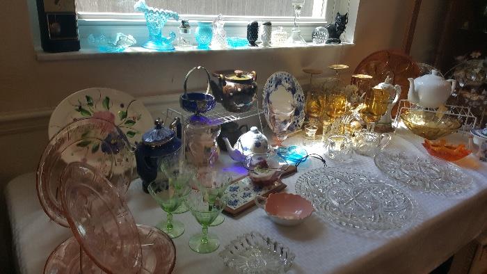 antique glass and platters