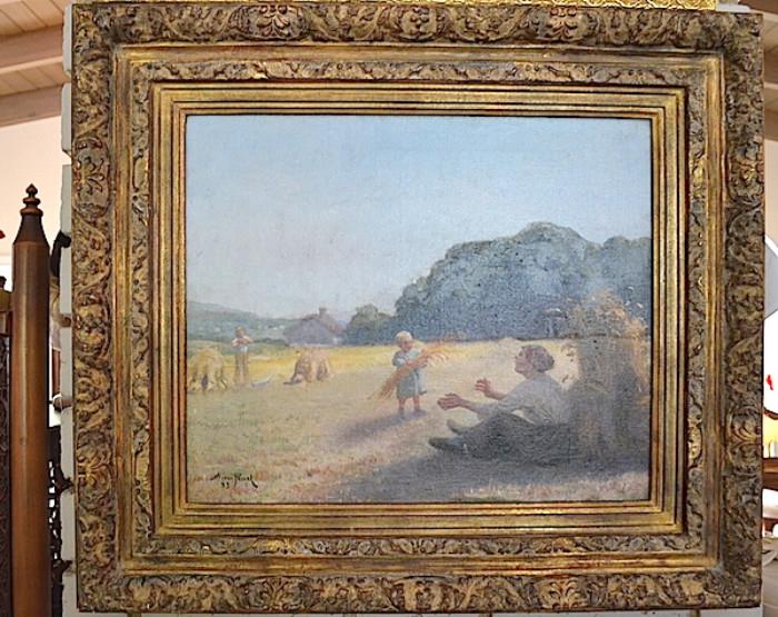Aime Perret, Harvest Time 1893
Oil on Canvas
Signed and dated in lower left by Aime Perret (1847-1927)
Provenance: Galerie Miomesnil, Paris
18 1/2 x 22 1/4 inches
