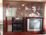 entertainment center and items for sale