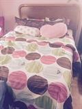 Full size bed with girls bed rooms comforters, pillows, rugs, wall art, room accessories....in great condition.