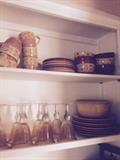 Assorted kitchen ware, plates, glasses, bowls, cookware, serve ware, utensils etc. 