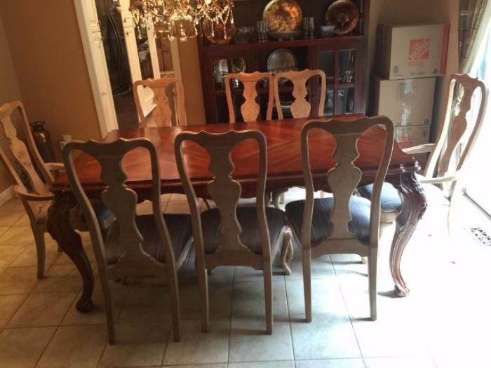 Country french Style Dining Room Table with 8 Chairs