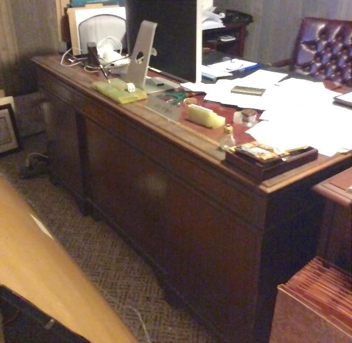 Vintage mahogany Bankers Desk & chair