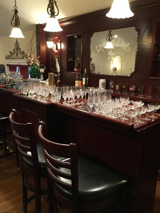 Bar with bottles, Waterford glassware, barwar