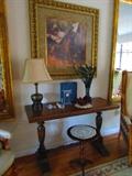 Brass lamp, Baccarat ducks, Waterford clock, etc.