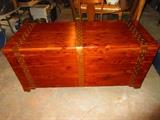 Large cedar chest with copper & brass strapping and rivots-fantastic!!